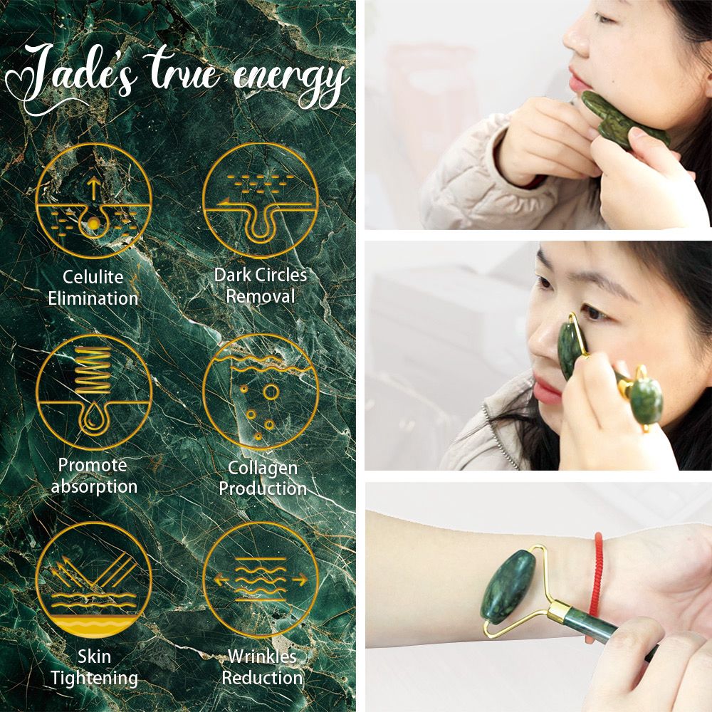 Premium Jade Roller – Natural Facial Massager