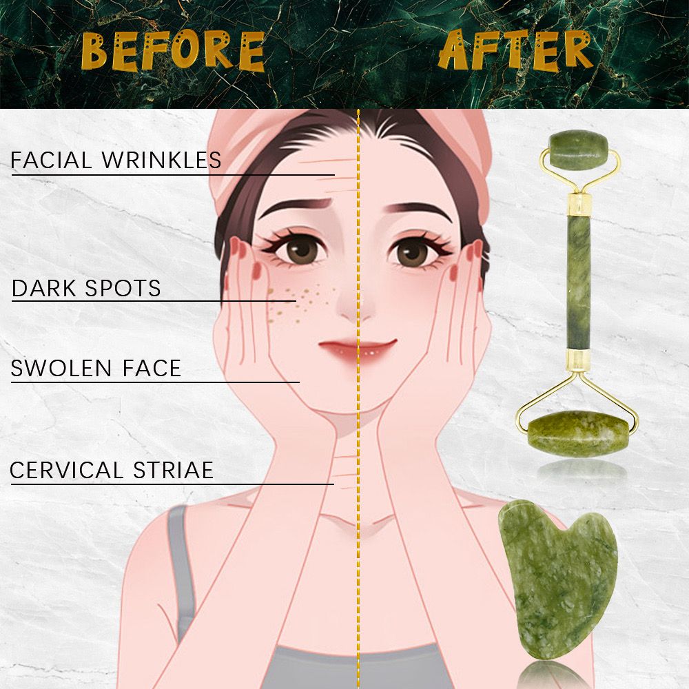 Premium Jade Roller – Natural Facial Massager