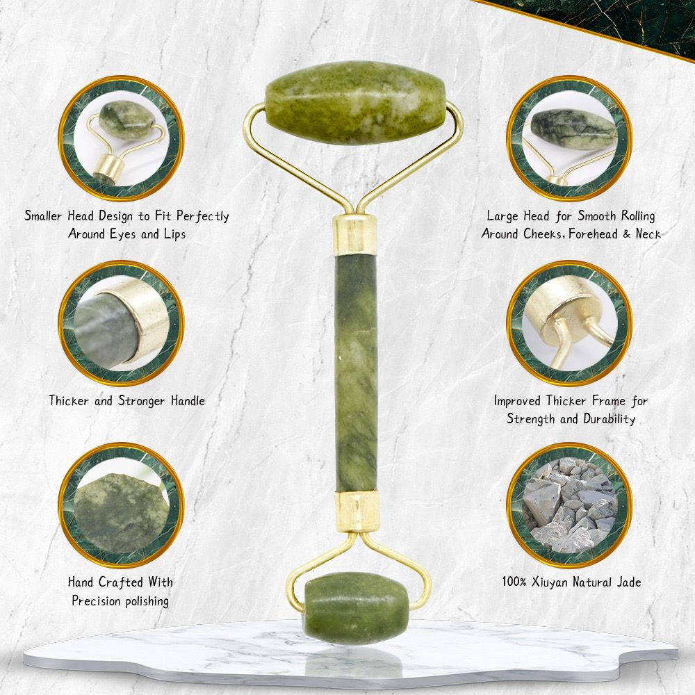 Premium Jade Roller – Natural Facial Massager